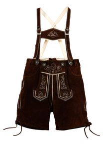 Marjo, Lederhose, mit Stickerei, Dunkelbraun / Weiß
