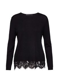 Only, Damen Pullover 'onlCILLA L/S LACE MIX PULLOVER KNT', Schwarz