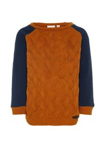name it, Strickpullover, Nachtblau / Cognac