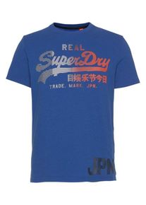 Superdry, Herren T-Shirt 'VINTAGE LOGO 1ST', Blaumeliert / Koralle / Schwarz / Wei&szlig;