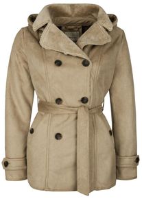 Roosevelt, Damen Kurzmantel mit abnehmbarer Kapuze + Gürtel, Beige