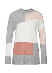 New Look, Damen Pullover '04.05 WW PATCHWORK JUMPER P182', Grau / Rosa / Wei&szlig;
