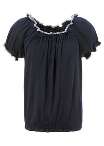 HOHENSTAUFEN, Damen Trachtenshirt, Enzian / Taubenblau / Wei&szlig;