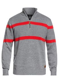 Quiksilver, Herren Strickpullover, Grau / Hellrot