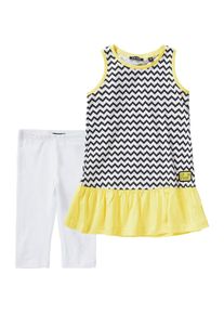 Blue Seven, Mädchen Set Jerseykleid + Caprileggings, Gelb / Weiß