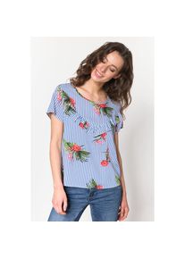 Fransa, Damen Blusenshirt 'Natrendy', Royalblau / Gr&uuml;n / Hellrot / Wei&szlig;