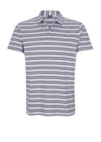s.Oliver BLACK LABEL, Herren Poloshirt mit Streifenmuster, Navy / Grau / Rot