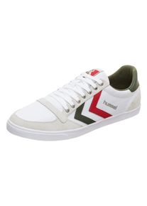 Hummel, Herren Sneaker 'Slimmer Stadil', Beige / Khaki / Feuerrot / Wei&szlig;