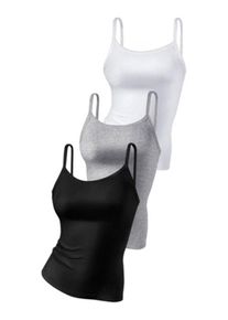 H.I.S. H.I.S, Damen Feinripp-Spaghettitops, Grau / Schwarz / Wei&szlig;