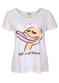 grace, Damen Shirt 'Funny duck', Apricot / Pink / Pastellpink / Schwarz