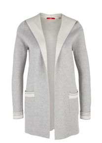 s.Oliver RED LABEL, Damen Cardigan, Graumeliert / Perlwei&szlig;