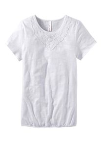 sheego Casual, Damen T-Shirt mit zarter Spitze, Wei&szlig;