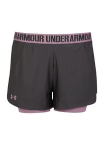 Under Armour, Damen Sporthose 'Play Up Short 2-in-1', Dunkelgrau / Lila
