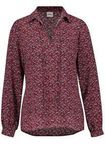 Taifun, Damen Bluse 1/1 Arm Tunika mit floralem Minimal-Print, Rot