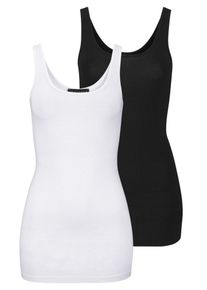 Melrose, Damen Longtop, Schwarz / Weiß