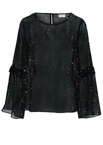 Heine, Damen Druckbluse, Schwarz / Silber