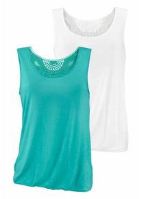 Beach Time, Damen Tanktops, Türkis / Weiß