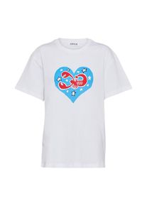 EDITED, Damen T-Shirt 'Tara', Blau / Rot / Weiß