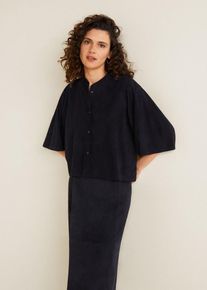 Mango, Damen Ledertop 'Rita', Kobaltblau