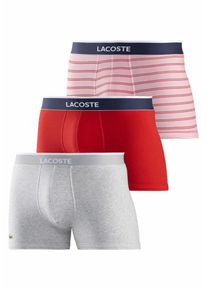 Lacoste, Herren Boxer &raquo;Trunk Stripe&laquo;, Grau / Rot / Wei&szlig;