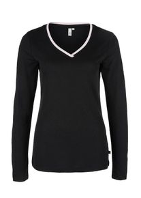 Q/S Designed By, Damen Longsleeve, Pastellpink / Schwarz / Weiß