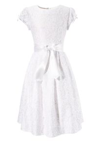 Turi Landhaus, Mädchen Kleid aus Spitze mit Satinband, Weiß