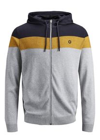 Jack & Jones JACK & JONES, Herren Strickjacke, Nachtblau / Goldgelb / Graumeliert