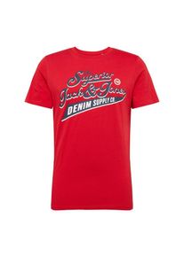 Jack & Jones JACK & JONES, Herren Shirt 'JJELOGO', Dunkelblau / Feuerrot / Weiß