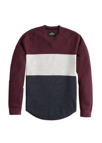 Hollister, Herren Pullover 'LW SPORTY CREW', Violettblau / Burgunder / Wei&szlig;