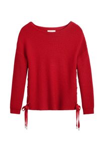 Sandwich, Damen Lange Bouclé-Strickjacke, Rot
