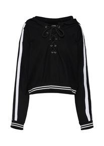 Urban Classics, Damen Hoodie 'Ladies Short Lace Up', Schwarz / Wei&szlig;