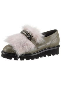 Peter Kaiser, Damen Slipper, Hellbeige / Oliv / Schwarz