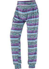 s.Oliver RED LABEL, Damen Strandhose mit Ethno-Muster, Türkis / Lila
