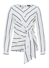 More & More MORE & MORE, Damen Bluse 'Fake Wrap Active', Nachtblau / Naturwei&szlig;