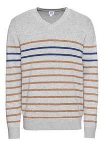GAP, Herren Pullover 'V-CTTN BRETON STRIPE VEE', Hellgrau