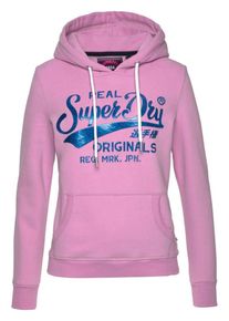 Superdry, Damen Kapuzensweatshirt 'R Originals High Build Crckle Entry Hood', Blau / Lila