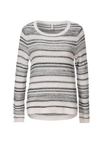 Q/S Designed By, Damen Pullover, Graumeliert / Wei&szlig;