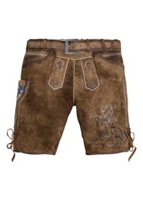 Country Line, Herren Kurze Trachtenlederhose mit 'Bayern' Logo, Braun