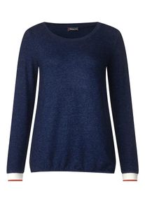 Street One, Damen Shirt, Navy / Feuerrot / Weiß