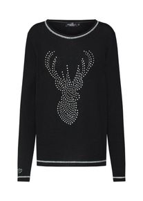 Zwillingsherz, Damen Pullover 'Hirsch', Schwarz