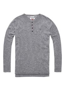Tommy Jeans, Herren Pullover 'THDM HENLEY SWEATER L/S 6', Graumeliert