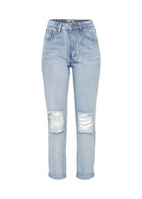 boohoo, Damen Mid Waist Jeans 'Boyfriend', Blau