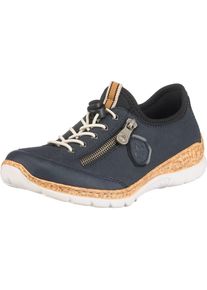 Rieker, Damen Slipper, Dunkelblau / Braun