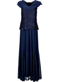 sheego Style, Damen Langes Kleid mit Spitze, Blau