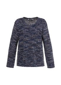 Ulla Popken, Damen Pullover 'Popcorngarn', Dunkelblau / Graumeliert