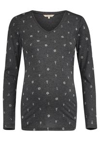 Noppies, Damen Langarmshirt 'Mia', Anthrazit / Wei&szlig;