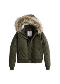 Hollister, Damen Jacke 'LD18-FLANNEL LINED BOMBER', Oliv