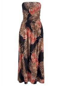 Lascana, Damen Maxikleid, Braun / Feuerrot / Schwarz