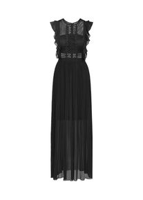 Apart, Damen Abendkleid mit Netzeinsätzen und Volants, Schwarz