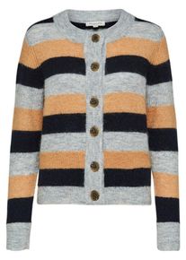 Selected Femme, Damen Strickjacke, Graumeliert / Apricot / Schwarz